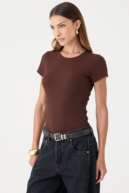 T-shirt Baby Look Ribana – Marrom