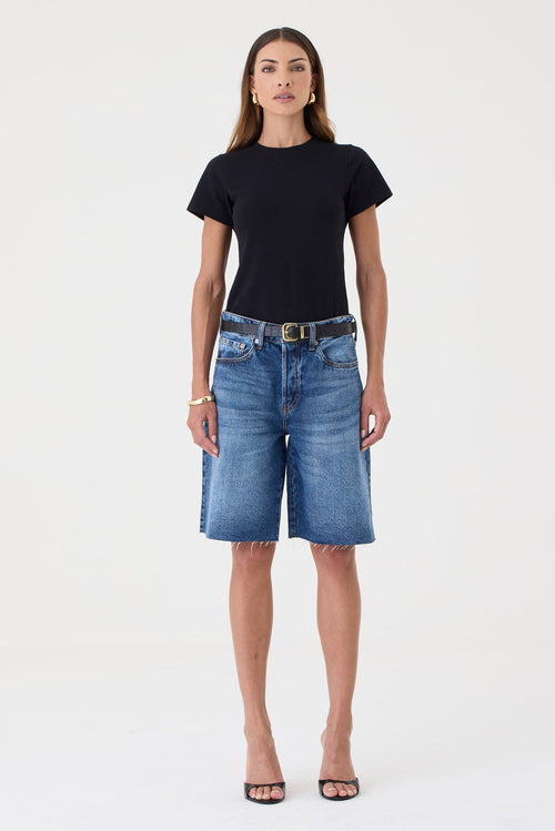 Jorts Helena Barra a Fio – Jeans Médio Escuro