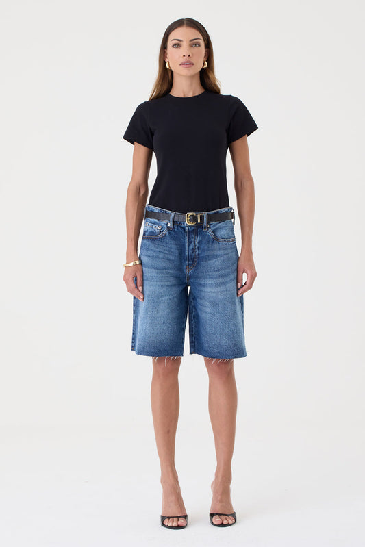 Jorts Helena Barra a Fio – Jeans Médio Escuro