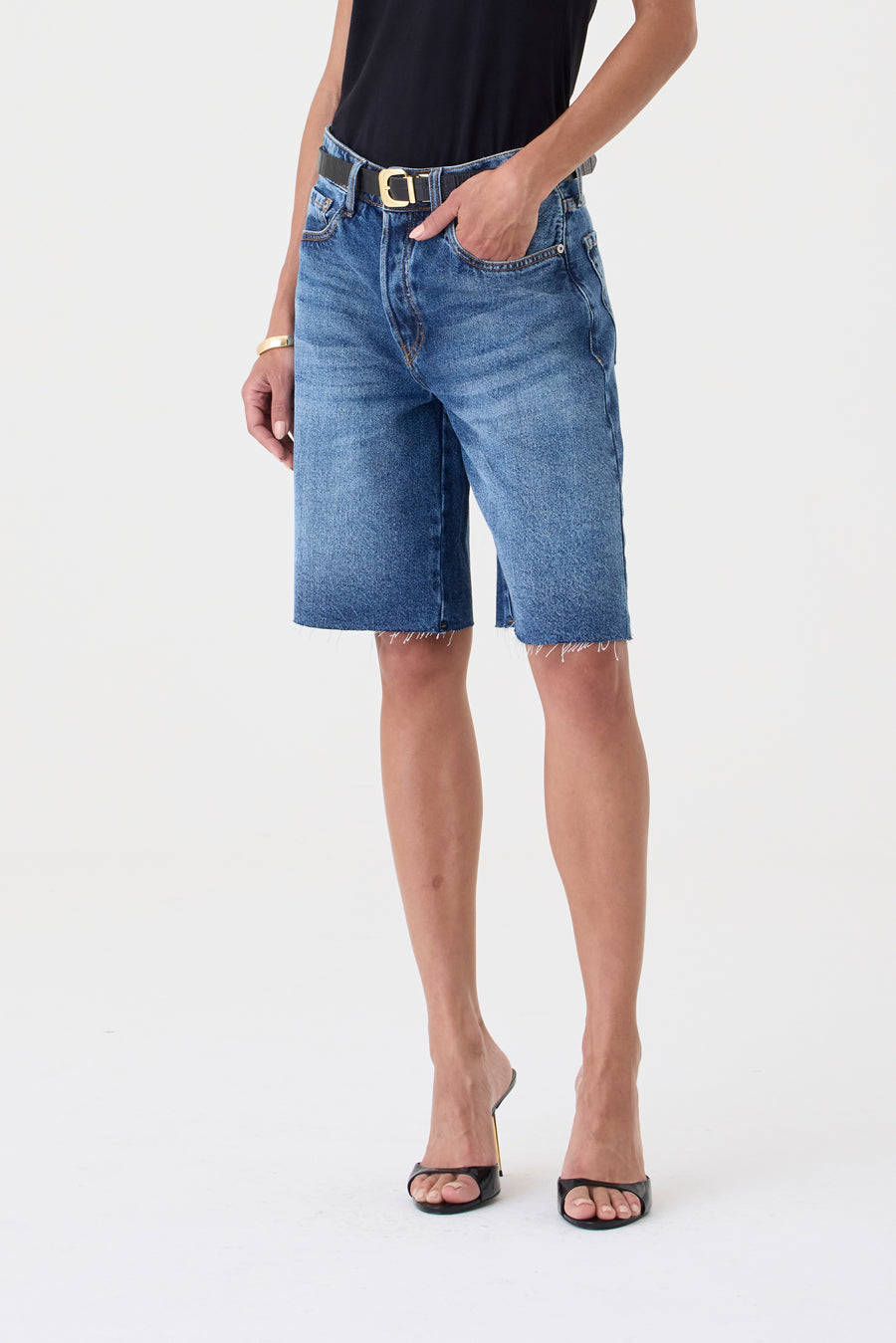 Jorts Helena Barra a Fio – Jeans Médio Escuro