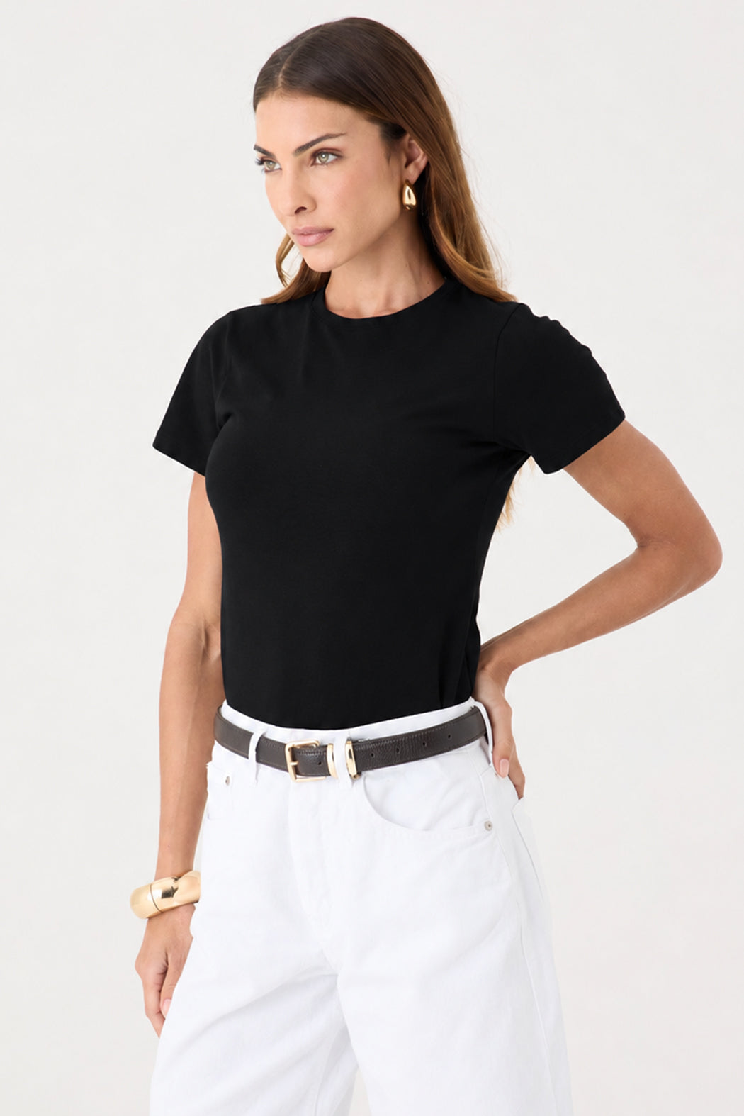 T-shirt Gola Redonda Baby Look – Preta