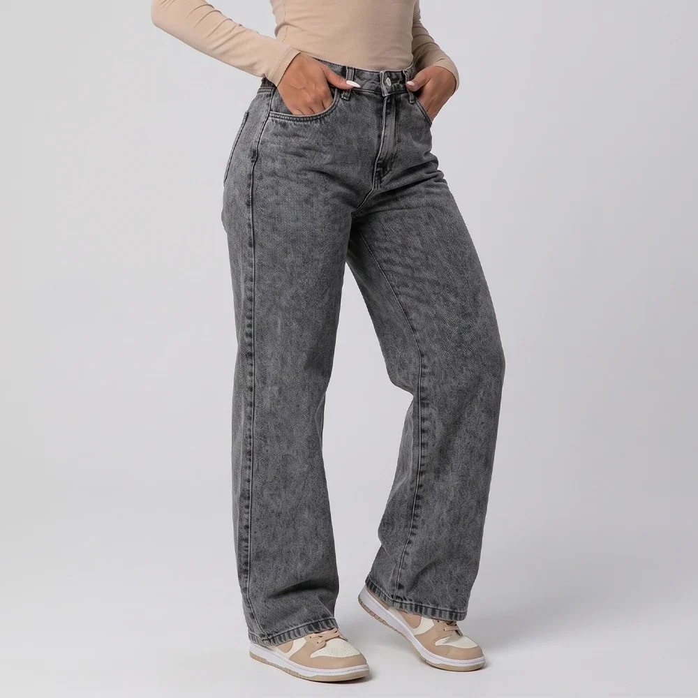 Calça Jeans Wide Leg - grafite