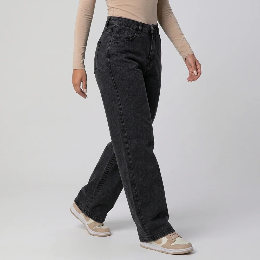 Calça Jeans Wide Leg - preto