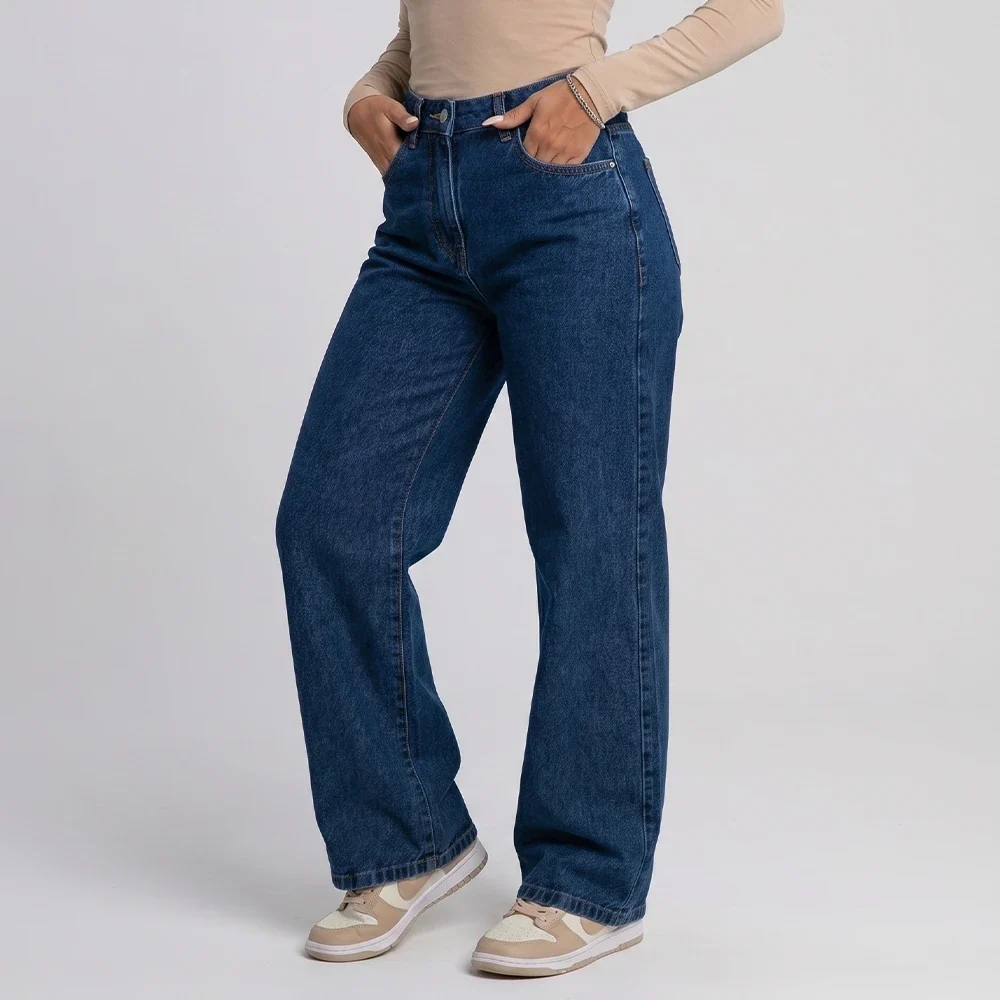 Calça Jeans Wide Leg - azul escura