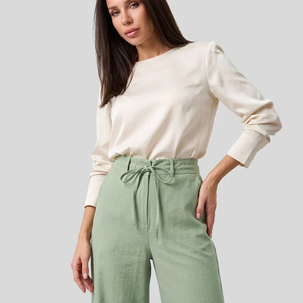 Calça Pantalona | Cintura Alta com Amarração